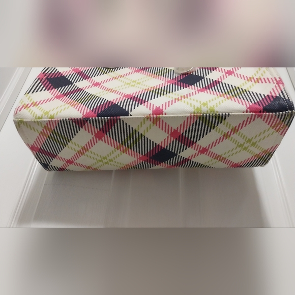 NWT SPARTINA 449 Linen Large Market Tote Purse Handbag Everett Plaid Stripe - Picture 2 of 5